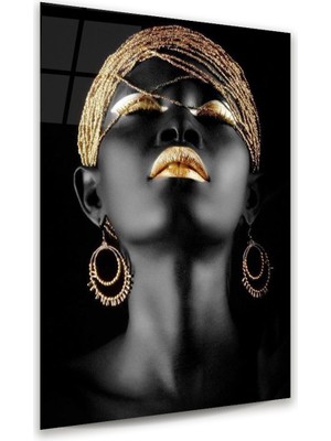 Glass Art Siyahi Kadın Dikey Cam Tablo