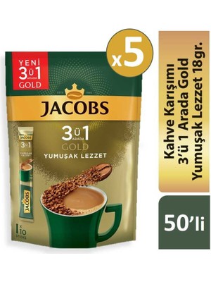 Jacobs 3ü1 Arada Gold Kahve Karışımı Yumuşak Lezzet 50'li