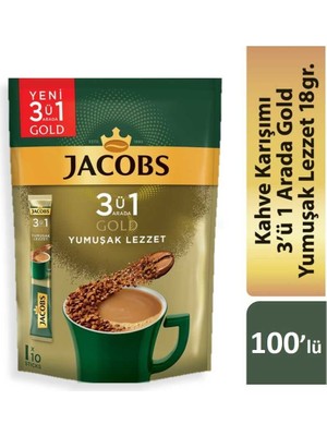 Jacobs 3ü1 Arada Gold Kahve Karışımı Yumuşak Lezzet 100'LÜ