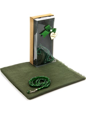 İhvan Mevlid Hediye Seti - Tesbihli - Örtülü - Yeşil Renk