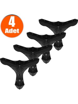 Badem10 Lukens Mobilya Kanepe Masa Sehpa Puf Ayağı Siyah Baza Ayakları 14 Cm (4 Adet)