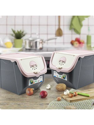 Hobby Life Coral 12 Litre Soğan Patates Saklama Kutusu Gri-Pembe