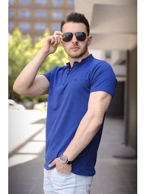 Oksit Roderick Hakim Yaka Petek Kumaş Yarım Fermuarlı Erkek Tshirt
