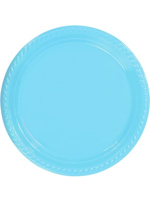Aydınlı Parti Aksesuar Açık Mavi Plastik Tabak 22 cm 25LI
