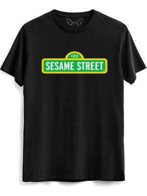 Alfa Tshirt Susam Sokağı Baskılı Siyah Tshirt