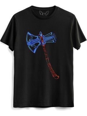 Alfa Tshirt Thor Mjolnir Dijital Resimli Baskı Hammer Siyah Tshirt