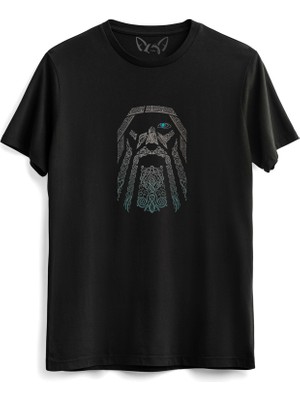 Alfa Tshirt Vikings Baskılı  Siyah Tshirt