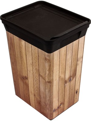 Qutu Trashbin Wood 20 Lt Plastik Dekoratif Çöp Kovası
