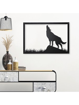 Twins Decorative Gifts Wolf Lazer Kesim Metal Duvar Dekoru