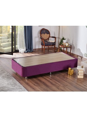 Niron Purple Baza 100X200 cm Tek Kişilik Sandıklı Mor Kumaş Baza Silinebilir Soho Kumaş