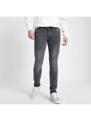 Taşlamalı  Skinny Jean Antrasit-Gri