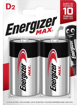 Energizer Max Alkaline Büyük Pil D 2'li Krom Siyah Kırmızı