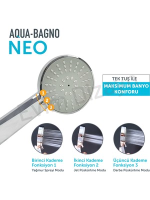 Aqua Bagno Neo  El Duşu - Duş Başlığı  3 Fonksiyonlu