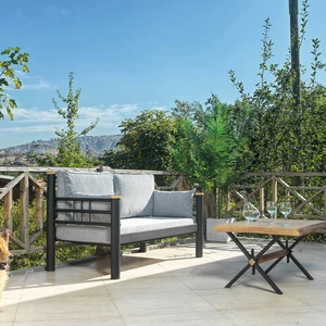Kappis Dk Metal Sofa Sedir 70x140 İkili Koltuk Siyah
