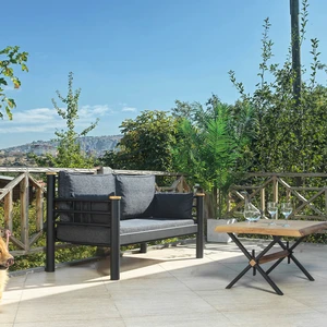 Kappis Dk Metal Sofa Sedir 70x140 İkili Koltuk Siyah