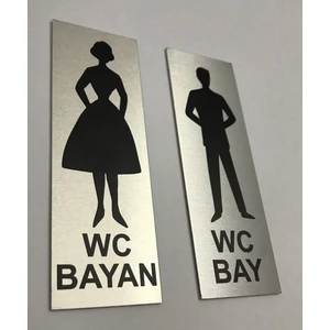 Se-Dizayn Wc Tuvalet Tabelası Bayan Bay 2 Adet Kapı Yönlendirme Levhası 5 cm x 15 cm Alüminyum