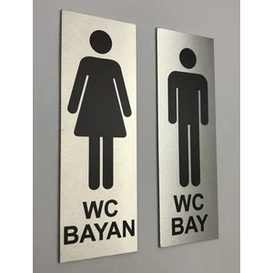 Se-Dizayn Wc Tuvalet Tabelası Bayan Bay 2 Adet Kapı Yönlendirme Levhası 5 cm x 15 cm Alüminyum