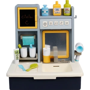 Can Oyuncak Kutulu Pilli ve Işıklı Lavabo Banyo Dolaplı Mavi