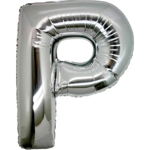 P Harf Silver Gümüş Folyo Balon Harfli Helyum Balon 100 cm Dev Boy