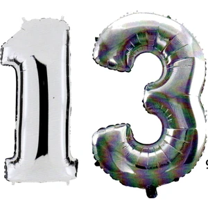 Ez Jet Ezjet  13 Yaş Sayı Folyo Balon Gümüş 90 cm