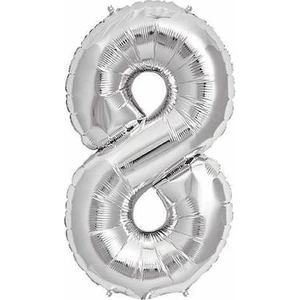 Ez Jet Ezjet  Gümüş Folyo Balon Sayılı Helyum Balon 100 cm Dev Boy 8