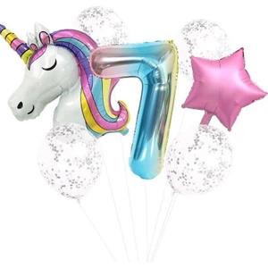 Fırsat Ayı Fırsatayı  Unicorn Folyo Balon Doğum Günü Seti 7 Yaş