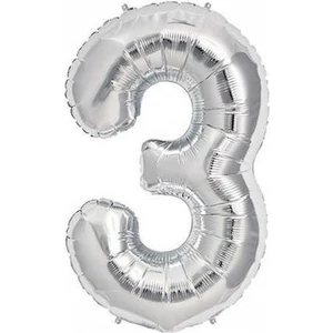 3 Folyo Balon Gümüş 100 cm Helyum Balon Uçan Balon