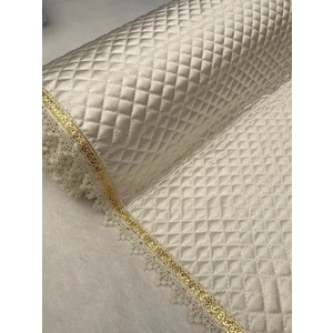 Kaizen Carpet Vintage Sınırlı Üretim Özel Seri Saten Raf Örtüsü - Krem 40 cm Derinlik x 10 mt Boy Gold Su Taşı Detaylı Lüks Saten Kapitone Raf Örtüsü / Çekmece Örtüsü / Dolap İçi Örtü
