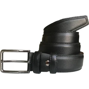 Deri Kenarları Dikişli Siyah Klasik Kumaş Pantolon Kemeri 3,5 cm