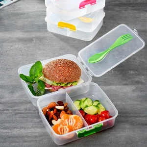 Gondol Plastik Şeffaf 3 Bölmeli Kilitli Beslenme Kutusu