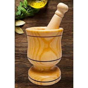 Fer Home  Ahşap Havan Büyük Boy Sarımsak Ezici Şimşir Ceviz Fındık İçi Döveceği
