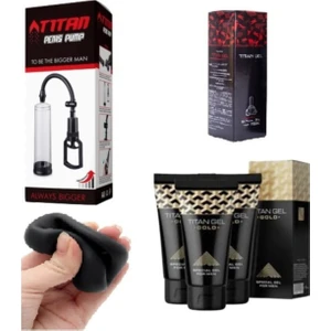Penis Vakum Pompa Seti - Penis Pompası + Yedek Başlık + 4 Kutu Titan Penis Bakım Kremi