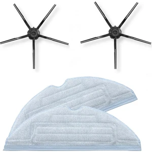 iBrush Roborock S7 Uyumlu 2li Siyah Yan Fırça ve 2li Fiber Bez