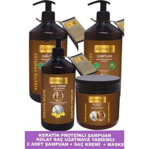 Tuzsuz Şampuan 2 Adet Keratin Şampuan + Keratin Saç Kremi + Keratin Saç Maskesi