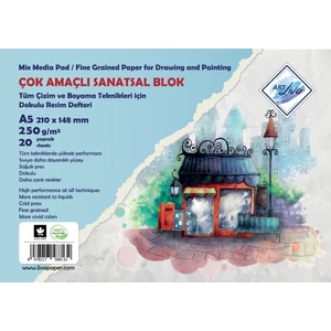 Art Liva A5 Dokulu Sanatsal Sulu Teknik Resim Defteri 250 Gram 20 Yaprak