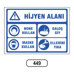 Hijyen Alanı Uyarı Ikaz Levhası 25 x 35 cm