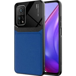 noktaks - Xiaomi Mi 10T Pro 5G - Kılıf Deri Görünümlü Parlak Mika Tasarımlı Emiks Kapak - Lacivert - T17563