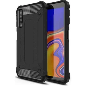 noktaks - Samsung Galaxy A7 2018 - Kılıf Çift Katman Zırh Tank Crash Military Kapak - Siyah - T6266