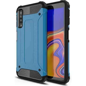 noktaks - Samsung Galaxy A7 2018 - Kılıf Çift Katman Zırh Tank Crash Military Kapak - Mavi - T6266