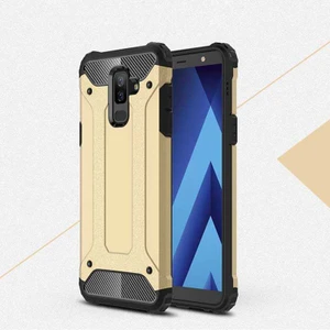 noktaks - Samsung Galaxy J8 - Kılıf Çift Katman Zırh Tank Crash Military Kapak - Gold - T5577