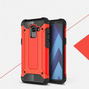noktaks - Samsung Galaxy A6 2018 - Kılıf Çift Katman Zırh Tank Crash Military Kapak - Kırmızı - T5316