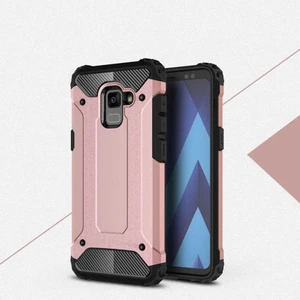 noktaks - Samsung Galaxy A6 2018 - Kılıf Çift Katman Zırh Tank Crash Military Kapak - Rose Gold - T5316