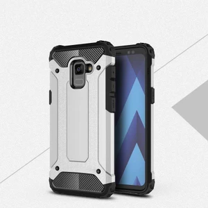 noktaks - Samsung Galaxy A6 2018 - Kılıf Çift Katman Zırh Tank Crash Military Kapak - Gri - T5316