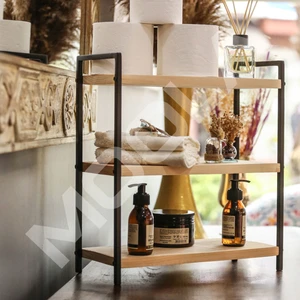 Mutfak Banyo Rafı, Masa Üstü Düzenleyici Organizer, Metal Ahşap Dekoratif Banyo Mutfak Raf, Kitaplık