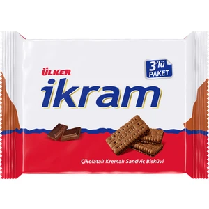 İkram Kremalı Çikolatalı Bisküvi 3'lü 252 gr x 12'li