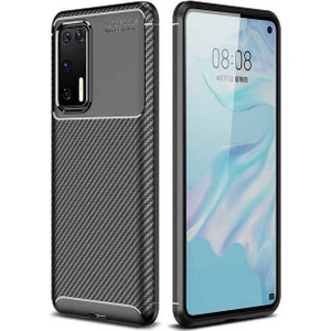 Huawei P40 Kılıf Karbon Silikon Case