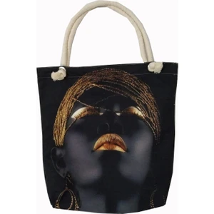 Alkan Homes Kırlent Dünyası Afrikalı Kızı Figürlü Astarlı-Fermuarlı Dijital Baskılı Çok Amaçlı Çanta