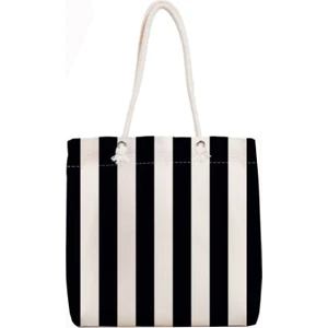 Alkan Homes Kırlent Dünyası Siyah Beyaz Çizgili Astarlı-Fermuarlı Dijital Baskılı Çok Amaçlı Çanta