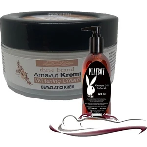 Three Brand Whitening Cream 3 Adet Arnavut Kremi 50ML Aklık Kremi ile 120ML Playboy Masaj Yağı
