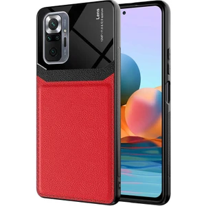 Case 4U Xiaomi Redmi Note 10 Pro Kılıf Darbeye Dayanıklı Emiks Deri Görünümlü Kapak Kırmızı